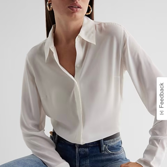 EXPRESS Portofino Slim fit LS shirt- WOMEN SIZE XS- White - Picture 12 of 12